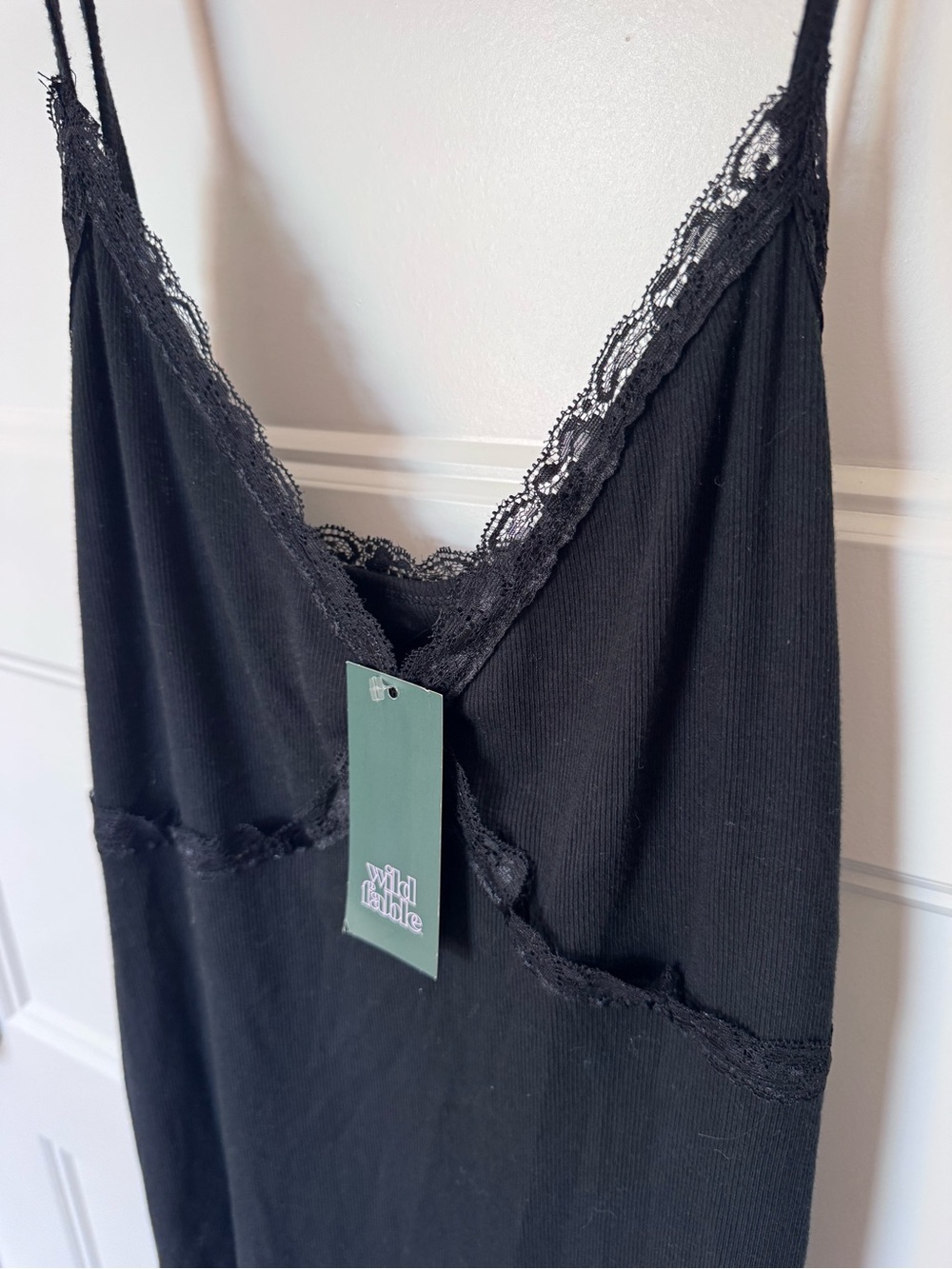 Wild Fable Black Lace-Trim Slip Dress plus NWT
